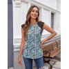 imageZeagoo Womens Lace Cap Sleeve Tops Pleated Crewneck Summer Tank Tops 2025 Dressy Casual Sleeveless Shirts BlouseFloral Blue