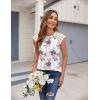 imageZeagoo Womens Lace Cap Sleeve Tops Pleated Crewneck Summer Tank Tops 2025 Dressy Casual Sleeveless Shirts BlouseFloral White