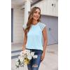 imageZeagoo Womens Lace Cap Sleeve Tops Pleated Crewneck Summer Tank Tops 2025 Dressy Casual Sleeveless Shirts BlouseLight Blue