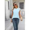 imageZeagoo Womens Lace Cap Sleeve Tops Pleated Crewneck Summer Tank Tops 2025 Dressy Casual Sleeveless Shirts BlouseLight Blue