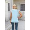 imageZeagoo Womens Lace Cap Sleeve Tops Pleated Crewneck Summer Tank Tops 2025 Dressy Casual Sleeveless Shirts BlouseLight Blue