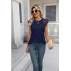 imageZeagoo Womens Lace Cap Sleeve Tops Pleated Crewneck Summer Tank Tops 2025 Dressy Casual Sleeveless Shirts BlouseNavy Blue