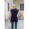 imageZeagoo Womens Lace Cap Sleeve Tops Pleated Crewneck Summer Tank Tops 2025 Dressy Casual Sleeveless Shirts BlouseNavy Blue
