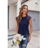 imageZeagoo Womens Lace Cap Sleeve Tops Pleated Crewneck Summer Tank Tops 2025 Dressy Casual Sleeveless Shirts BlouseNavy Blue