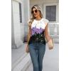 imageZeagoo Womens Lace Cap Sleeve Tops Pleated Crewneck Summer Tank Tops 2025 Dressy Casual Sleeveless Shirts BlousePurple Flower