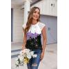 imageZeagoo Womens Lace Cap Sleeve Tops Pleated Crewneck Summer Tank Tops 2025 Dressy Casual Sleeveless Shirts BlousePurple Flower
