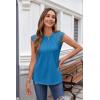 imageZeagoo Womens Lace Cap Sleeve Tops Pleated Crewneck Summer Tank Tops 2025 Dressy Casual Sleeveless Shirts BlouseRoyal Blue