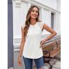 imageZeagoo Womens Lace Cap Sleeve Tops Pleated Crewneck Summer Tank Tops 2025 Dressy Casual Sleeveless Shirts BlouseWhite