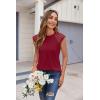 imageZeagoo Womens Lace Cap Sleeve Tops Pleated Crewneck Summer Tank Tops 2025 Dressy Casual Sleeveless Shirts BlouseWine Red