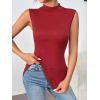 imageZeagoo Womens Mock Turtleneck Tank Tops 2025 Slim Fitted Sleeveless Top Stretchy Basic Casual Layer Tee ShirtsWine Red