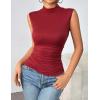 imageZeagoo Womens Mock Turtleneck Tank Tops 2025 Slim Fitted Sleeveless Top Stretchy Basic Casual Layer Tee ShirtsWine Red