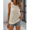 imageZeagoo Womens Summer Crochet Sleeveless Sweater Vest Round Neck Hollow Out Knit Tank Tops Casual Loose Cami TopsBeige