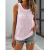 imageZeagoo Womens Summer Crochet Sleeveless Sweater Vest Round Neck Hollow Out Knit Tank Tops Casual Loose Cami TopsPink