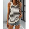 imageZeagoo Womens Summer Crochet Sleeveless Sweater Vest Round Neck Hollow Out Knit Tank Tops Casual Loose Cami TopsTw467 Stripe Beige