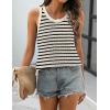 imageZeagoo Womens Summer Crochet Sleeveless Sweater Vest Round Neck Hollow Out Knit Tank Tops Casual Loose Cami TopsTw467 Stripe Beige