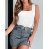 imageZeagoo Womens Summer Square Neck Tank Tops Casual Slim Fitted Textured Basic Tops Sleeveless ShirtsAwhite
