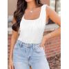 imageZeagoo Womens Summer Square Neck Tank Tops Casual Slim Fitted Textured Basic Tops Sleeveless ShirtsAwhite