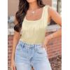 imageZeagoo Womens Summer Square Neck Tank Tops Casual Slim Fitted Textured Basic Tops Sleeveless ShirtsBeige