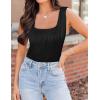 imageZeagoo Womens Summer Square Neck Tank Tops Casual Slim Fitted Textured Basic Tops Sleeveless ShirtsBlack