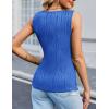 imageZeagoo Womens Summer Square Neck Tank Tops Casual Slim Fitted Textured Basic Tops Sleeveless ShirtsBlue