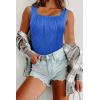 imageZeagoo Womens Summer Square Neck Tank Tops Casual Slim Fitted Textured Basic Tops Sleeveless ShirtsBlue