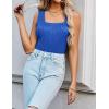 imageZeagoo Womens Summer Square Neck Tank Tops Casual Slim Fitted Textured Basic Tops Sleeveless ShirtsBlue