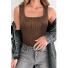 imageZeagoo Womens Summer Square Neck Tank Tops Casual Slim Fitted Textured Basic Tops Sleeveless ShirtsBrown