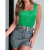 imageZeagoo Womens Summer Square Neck Tank Tops Casual Slim Fitted Textured Basic Tops Sleeveless ShirtsGreen