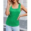 imageZeagoo Womens Summer Square Neck Tank Tops Casual Slim Fitted Textured Basic Tops Sleeveless ShirtsGreen