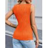 imageZeagoo Womens Summer Square Neck Tank Tops Casual Slim Fitted Textured Basic Tops Sleeveless ShirtsOrange