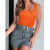 imageZeagoo Womens Summer Square Neck Tank Tops Casual Slim Fitted Textured Basic Tops Sleeveless ShirtsOrange