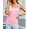 imageZeagoo Womens Summer Square Neck Tank Tops Casual Slim Fitted Textured Basic Tops Sleeveless ShirtsPink