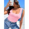 imageZeagoo Womens Summer Square Neck Tank Tops Casual Slim Fitted Textured Basic Tops Sleeveless ShirtsPink