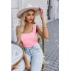 imageZeagoo Womens Summer Square Neck Tank Tops Casual Slim Fitted Textured Basic Tops Sleeveless ShirtsPink