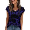 imageZeagoo 2025 Womens Tank Top V Neck Eyelet T Shirts Cap Sleeve Tops Loose Fit Blouses Dressy Casual Summer Basic ShirtsAblue Flowers 1