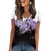 imageZeagoo 2025 Womens Tank Top V Neck Eyelet T Shirts Cap Sleeve Tops Loose Fit Blouses Dressy Casual Summer Basic ShirtsAblue Flowers 2