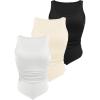 imageZeagoo Ribbed Tank Tops for Women 3 Pack Sleeveless Scoop Neck Ruched Cute Summer ShirtsBlack  Beige  White
