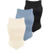 imageZeagoo Ribbed Tank Tops for Women 3 Pack Sleeveless Scoop Neck Ruched Cute Summer ShirtsBlack  Blue  Beige