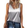 imageZeagoo Women 2025 Silk Satin Tank Tops Dressy V Neck Camisole Blouse Casual Sleeveless Cami Summer Tanks ShirtMisty Grey