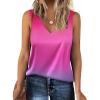 imageZeagoo Women 2025 Silk Satin Tank Tops Dressy V Neck Camisole Blouse Casual Sleeveless Cami Summer Tanks ShirtZdye Rose and Blue