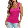 imageZeagoo Womens Summer Square Neck Tank Tops Casual Slim Fitted Textured Basic Tops Sleeveless ShirtsRose Red