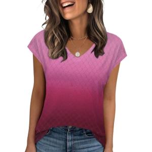 imageZeagoo 2025 Womens Tank Top V Neck Eyelet T Shirts Cap Sleeve Tops Loose Fit Blouses Dressy Casual Summer Basic ShirtsAombrered 2