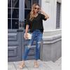 imageHOTOUCH Women Oversized T Shirts V Neck Short Sleeve Tees Casual Loose Tunic Summer Tops with PocketBlack