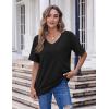 imageHOTOUCH Women Oversized T Shirts V Neck Short Sleeve Tees Casual Loose Tunic Summer Tops with PocketBlack