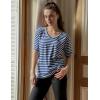 imageHOTOUCH Women Oversized T Shirts V Neck Short Sleeve Tees Casual Loose Tunic Summer Tops with PocketBlue