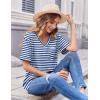 imageHOTOUCH Women Oversized T Shirts V Neck Short Sleeve Tees Casual Loose Tunic Summer Tops with PocketBlue