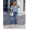 imageHOTOUCH Women Oversized T Shirts V Neck Short Sleeve Tees Casual Loose Tunic Summer Tops with PocketBlue