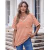 imageHOTOUCH Women Oversized T Shirts V Neck Short Sleeve Tees Casual Loose Tunic Summer Tops with PocketBrown