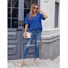 imageHOTOUCH Women Oversized T Shirts V Neck Short Sleeve Tees Casual Loose Tunic Summer Tops with PocketDark Blue