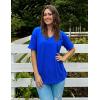 imageHOTOUCH Women Oversized T Shirts V Neck Short Sleeve Tees Casual Loose Tunic Summer Tops with PocketDark Blue